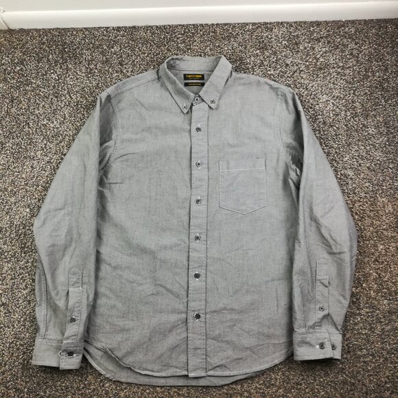 Flint & Tinder Shirt Texas Made Oxford L/S Button Up Gray Mens Medium - Picture 2 of 11